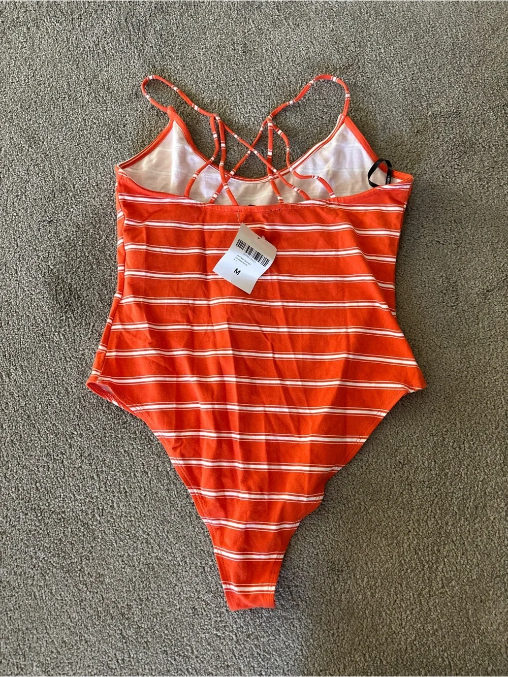 Forever 21 Red and White Striped Girls' One-Piece Bodysuit